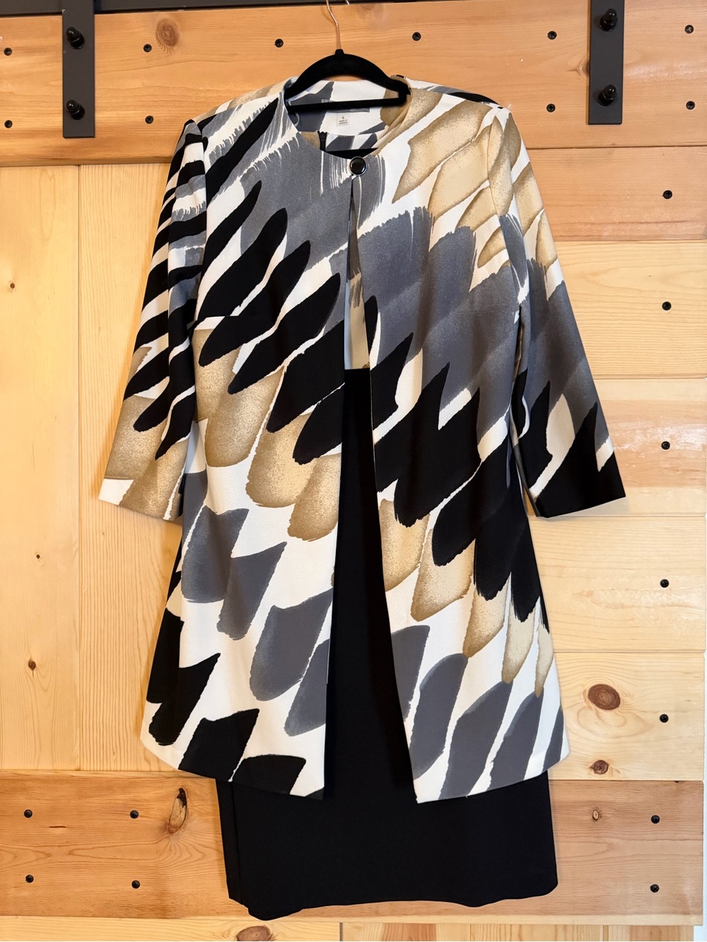 Danny & Nicole White, Gray, Tan Printed Blouse
